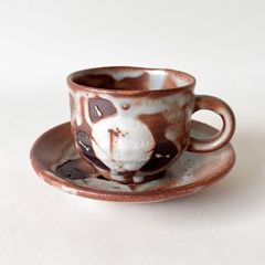 ��̥ ���ѥ����ҡ� �ֻ��TAKUMI Kiln-Change Coffee Cup & Saucer Aka-Shino