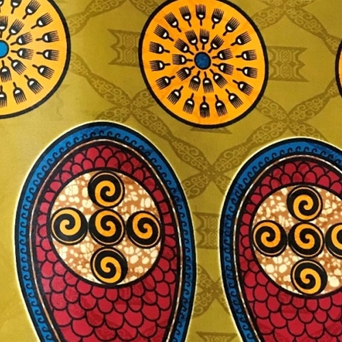 バザンxアフリカンプリント　高級ポリエステル製生地　0.5m(50cm)単位　BP-1024