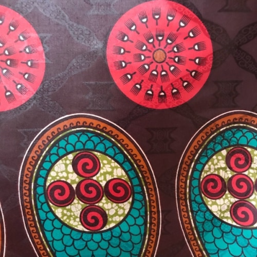 バザンxアフリカンプリント　高級ポリエステル製生地　0.5m(50cm)単位　BP-1026