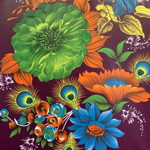 ポリエステル製アフリカンプリント風生地　大きな花柄　 パネル単位　AP-1038