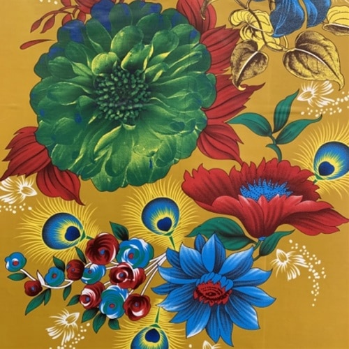 ポリエステル製アフリカンプリント風生地　大きな花柄　 パネル単位　AP-1039