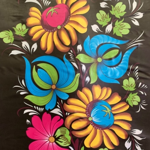 ポリエステル製アフリカンプリント風生地　大きな花柄　 パネル単位　AP-1041