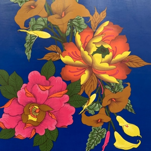 ポリエステル製アフリカンプリント風生地　大きな花柄　 パネル単位　AP-1045