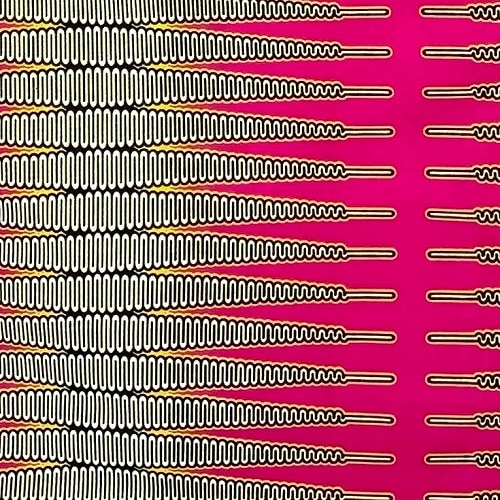 ＜sale＞アフリカンプリント生地　0.5m(50cm)単位　 AP-12743　エンクルマ博士、ペン、ピンク