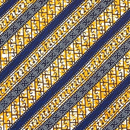 ＜sale＞アフリカンプリント生地 0.5m(50cm)単位 AP-12745 甘い果汁 青x黄色