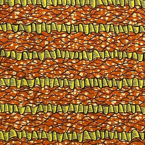 ＜sale＞アフリカンプリント生地 0.5m(50cm)単位 AP-12746 さとうきび キイロ オレンジ地