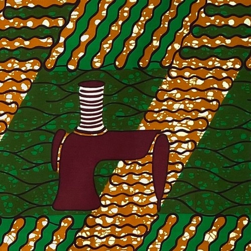 ＜sale＞アフリカンプリント生地 0.5m(50cm)単位 AP-12750 ミシン グリーン