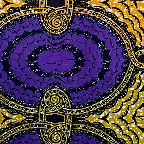 ＜sale＞アフリカンプリント生地 0.5m(50cm)単位 AP-12763 楕円繋ぎの秘宝 紫