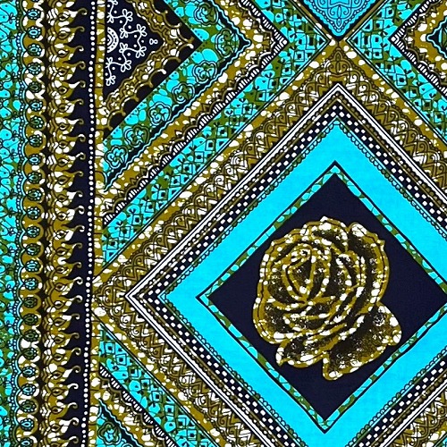 アフリカンプリント生地 0.5m(50cm)単位 AP12812　深窓の薔薇 庭園に囲まれ