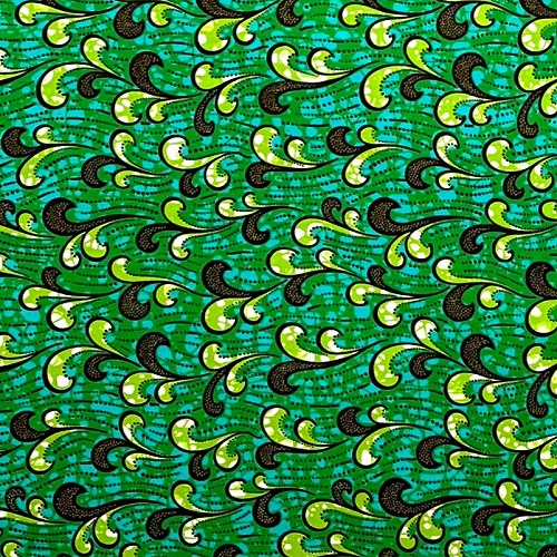 ＜sale＞アフリカンプリント生地 0.5m(50cm)単位 AP-12899　新芽 春の訪れ グリーン