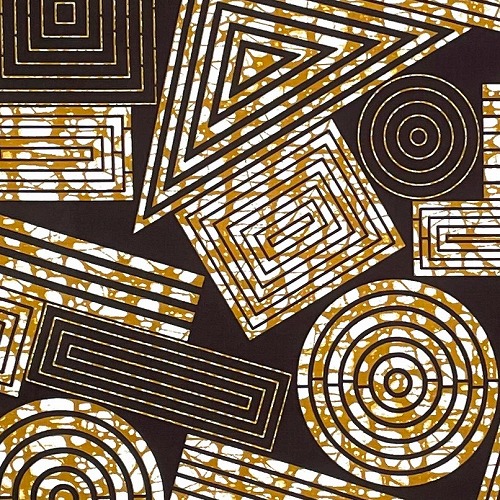 アフリカンプリント生地 0.5m(50cm)単位 AP-12916　ゴロゴロ◎◇△ 黒に近いこげ茶