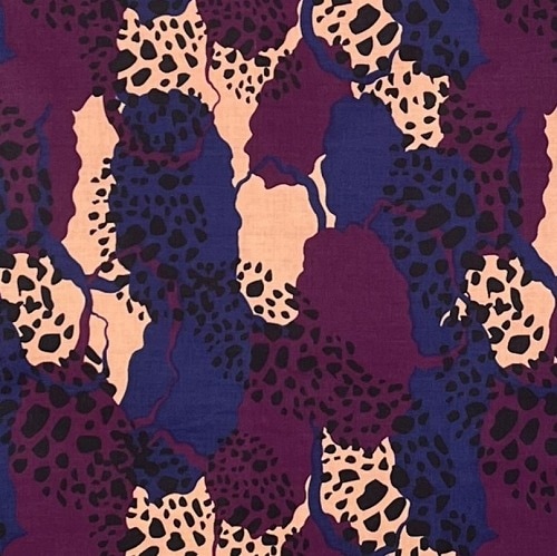 アフリカンプリント生地 0.5m単位 AP-12997　抽象画的アフリカン 紫x紺