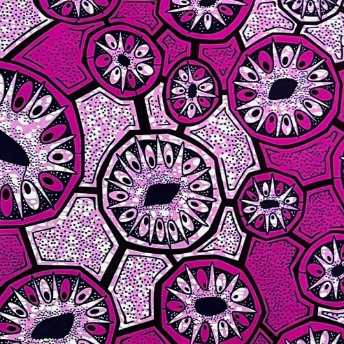 ＜sale＞アフリカンプリント生地 50cm単位 AP-13099　水辺の謎生物 サンゴ的な ピンク紫系