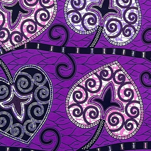 ＜sale＞アフリカンプリント生地 50cm単位 AP-13136　葵の葉 モロッコ風 紫