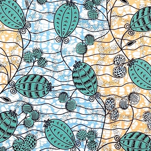 ＜sale＞アフリカンプリント生地 50cm単位 AP-13139　ひっつきむし 風船カズラ ミントグリーン