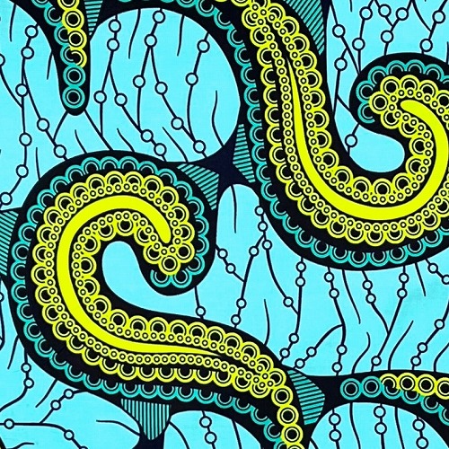 ＜sale＞アフリカンプリント生地 50cm単位 AP-13172　くねくねレース ペパーミント色