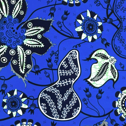 アフリカンプリント 布 生地 50cm単位 AP-13256  ひょうたん つる性植物 青地  アフリカ 布 ブロード カットクロス ハンドメイド パッチワーク エコバッグ 手芸材料 ダンス 舞台 衣装 通園通学に