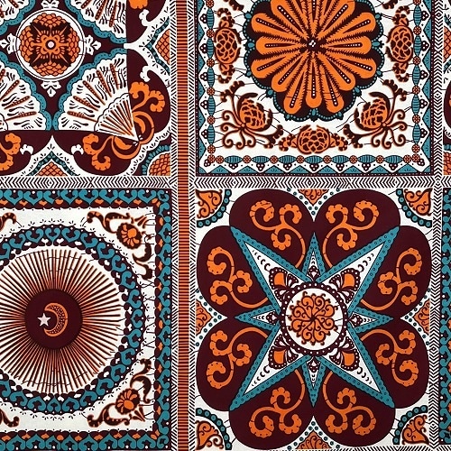 アフリカンプリント 布 生地 50cm単位 AP-13247  4種大判タイル モロッカン  アフリカ 布 ブロード カットクロス ハンドメイド パッチワーク エコバッグ 手芸材料 ダンス 舞台 衣装 通園通学に 