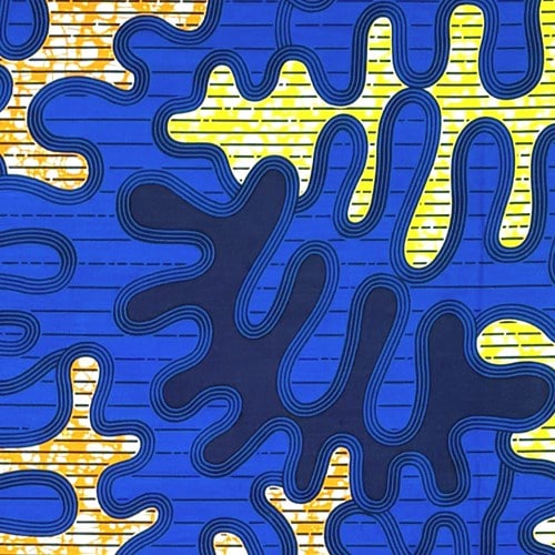 アフリカンプリント 布 生地 50cm単位 AP-13260  アートにょろにょろ 青  アフリカ 布 ブロード カットクロス ハンドメイド パッチワーク エコバッグ 手芸材料 ダンス 舞台 衣装 通園通学に