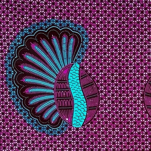 アフリカンプリント 布 生地 50cm単位 AP-13322  ヤシの実 パープルｘブルーグリン  アフリカ 布 ブロード カットクロス ハンドメイド パッチワーク エコバッグ 手芸材料 ダンス 舞台 衣装 通園通学に