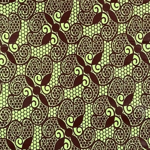 アフリカンプリント 布 生地 50cm単位 AP-13340  芽吹く草原 グリーン 焦げ茶  アフリカ 布 ブロード カットクロス ハンドメイド パッチワーク エコバッグ 手芸材料 ダンス 舞台 衣装 通園通学に
