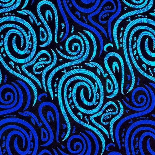 アフリカンプリント 布 生地 50cm単位 AP-13364  渦巻く流水紋の奥に流線 黒地  アフリカ 布 ブロード カットクロス ハンドメイド パッチワーク エコバッグ 手芸材料 ダンス 舞台 衣装 通園通学に