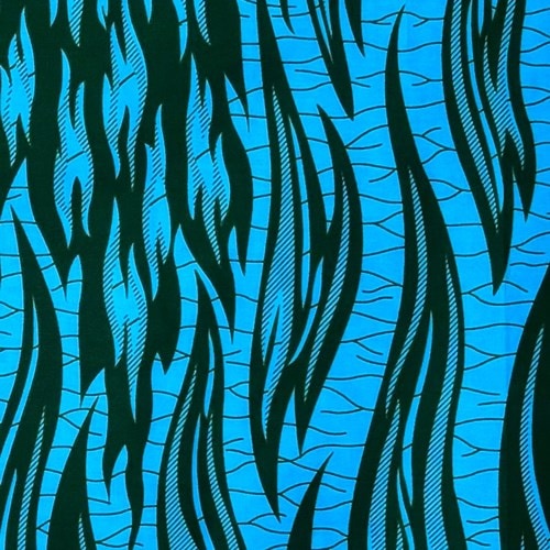 アフリカンプリント 布 生地 50cm単位 AP-13429  青い炎 濃緑ｘ水色  アフリカ 布 ブロード カットクロス ハンドメイド パッチワーク エコバッグ 手芸材料 ダンス 舞台 衣装 通園通学に