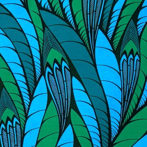 アフリカンプリント 布 生地 50cm単位 AP-13481  水中葉 ケルプ ブルー グリーン  アフリカ 布 ブロード カットクロス ハンドメイド パッチワーク エコバッグ 手芸材料 ダンス 舞台 衣装 通園通学に