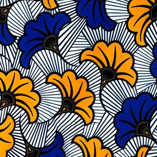 アフリカンプリント 布 生地 50cm単位 AP-13515  結婚式のブーケ 白地 青 黄色  アフリカ 布 ブロード カットクロス ハンドメイド パッチワーク エコバッグ 手芸材料 ダンス 舞台 衣装 通園通学に