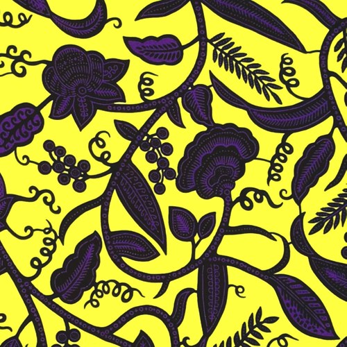 アフリカンプリント 布 生地 50cm単位 AP-13539  紫つる草 野の花 黄色地  アフリカ 布 ブロード カットクロス ハンドメイド パッチワーク エコバッグ 手芸材料 ダンス 舞台 衣装 通園通学に