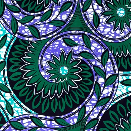 アフリカンプリント 布 生地 50cm単位 AP-13542  ぐるぐる渦巻く花と葉っぱ 緑  アフリカ 布 ブロード カットクロス ハンドメイド パッチワーク エコバッグ 手芸材料 ダンス 舞台 衣装 通園通学に