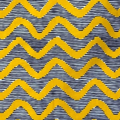 アフリカンプリント 布 生地 50cm単位 AP-13577  イエローウェーブ 爽やか白地 濃紺線  アフリカ 布 ブロード カットクロス ハンドメイド パッチワーク エコバッグ 手芸材料 ダンス 舞台 衣装 通園通学に