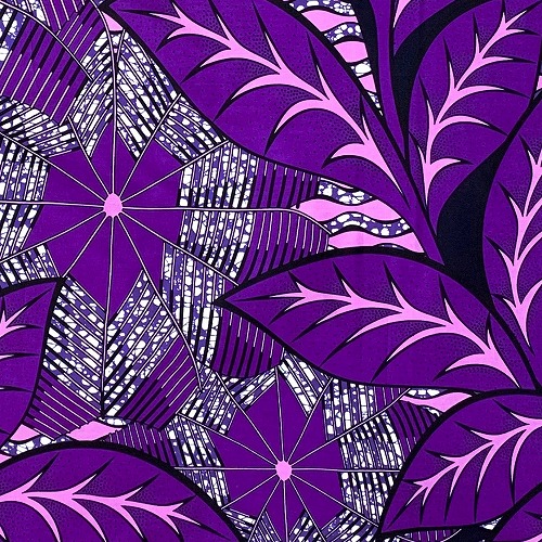 アフリカンプリント 布 生地 50cm単位 AP-13583  夜の南国大きな葉っぱ 紫   アフリカ 布 ブロード カットクロス ハンドメイド パッチワーク エコバッグ 手芸材料 ダンス 舞台 衣装 通園通学に