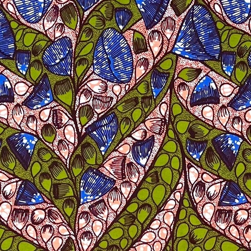 アフリカンプリント 布 生地 50cm単位 AP-13586  ジギタリス 背が高い花 カーキグリン ブルー ピンク   アフリカ 布 ブロード カットクロス ハンドメイド パッチワーク エコバッグ 手芸材料 ダンス 舞台 衣装 通園通学に