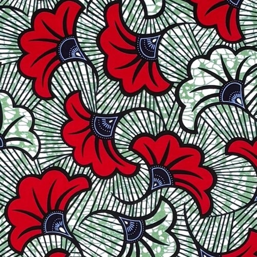 アフリカンプリント 布 生地 50cm単位 AP-13612 結婚式のブーケ モスグリーン地 赤色 アフリカ 布 ブロード カットクロス ハンドメイド パッチワーク エコバッグ 手芸材料 ダンス 舞台 衣装 通園通学に