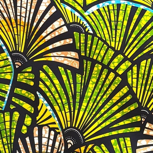 アフリカンプリント 布 生地 50cm単位 AP-13634　密集するススキorはたき ニュアンスイエロー　アフリカ 布 ブロード カットクロス ハンドメイド パッチワーク エコバッグ 手芸材料 ダンス 舞台 衣装 通園通学に