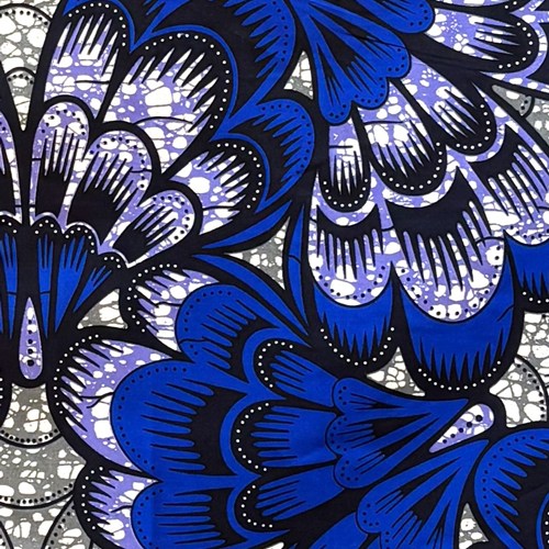 アフリカンプリント 布 生地 50cm単位 AP-13651 羽根箒の万華鏡 青 パープル　アフリカ 布 ブロード カットクロス ハンドメイド パッチワーク エコバッグ 手芸材料 ダンス 舞台 衣装 通園通学に