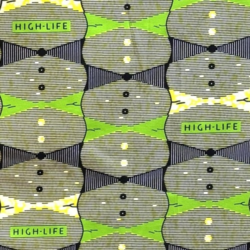 アフリカンプリント 布 生地 50cm単位 AP-13654 HIGH LIFE キミドリ　黄色 濃紺線　アフリカ 布 ブロード カットクロス ハンドメイド パッチワーク エコバッグ 手芸材料 ダンス 舞台 衣装 通園通学に