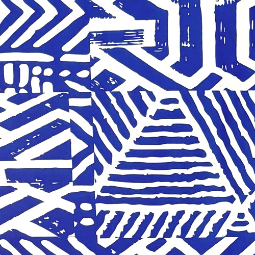 アフリカンプリント 布 生地 50cm単位 AP-13667　遺跡の壁 線が織りなす紋様 ブルー オフホワイト　アフリカ 布 ブロード カットクロス ハンドメイド パッチワーク エコバッグ 手芸材料 ダンス 舞台 衣装 通園通学に