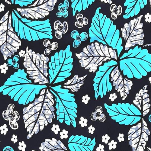 アフリカンプリント 布 生地 50cm単位 AP-13720　降りそそぐ葉っぱ 小花散らし アイスブルー 白 濃紺地　アフリカ 布 ブロード カットクロス ハンドメイド パッチワーク エコバッグ 手芸材料 ダンス 舞台 衣装 通園通学に