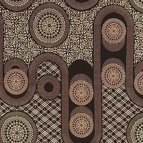 アフリカンプリント 布 生地 50cm単位 AP-13706　細密紋様 変則アラベスク こげ茶 クリーム色　アフリカ 布 ブロード カットクロス ハンドメイド パッチワーク エコバッグ 手芸材料 ダンス 舞台 衣装 通園通学に