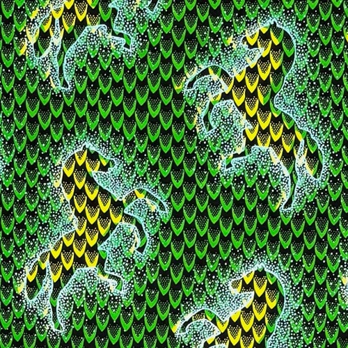 アフリカンプリント 布 生地 50cm単位 AP-13732　駆ける馬 キラキラサイケ駿馬  ブルーラメ　アフリカ 布 ブロード カットクロス ハンドメイド パッチワーク エコバッグ 手芸材料 ダンス 舞台 衣装 通園通学に