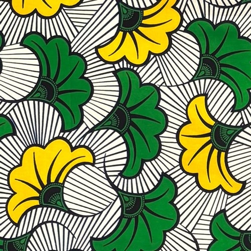 アフリカンプリント 布 生地 50cm単位 AP-13760　結婚式のブーケ 黄色 緑 アイボリー地　アフリカ 布 ブロード カットクロス ハンドメイド パッチワーク エコバッグ 手芸材料 ダンス 舞台 衣装 通園通学に