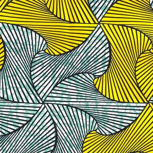 アフリカンプリント 布 生地 50cm単位 AP-13798　糸巻 分銅 風車 キイロ バブルグリーン　アフリカ 布 ブロード カットクロス ハンドメイド パッチワーク エコバッグ 手芸材料 ダンス 舞台 衣装 通園通学に