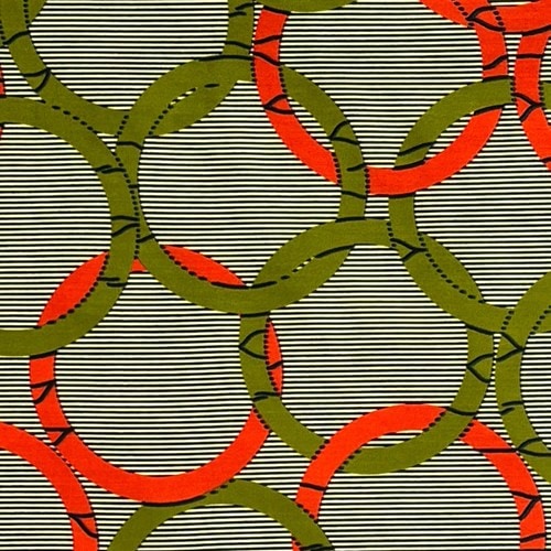 アフリカンプリント 布 生地 50cm単位 AP-13820　オリンピア 抹茶色 朱色 カーキグリーン オレンジ　アフリカ 布 ブロード カットクロス ハンドメイド パッチワーク エコバッグ 手芸材料 ダンス 舞台 衣装 通園通学に