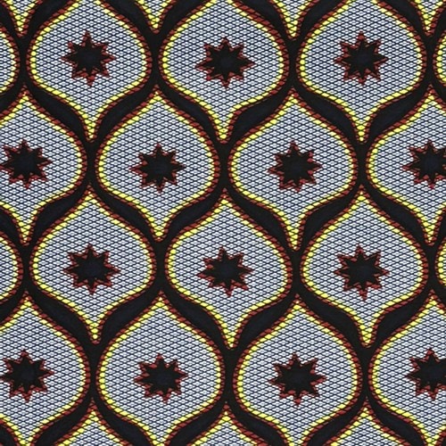 アフリカンプリント 布 生地 50cm単位 AP-13853　コングレ 品格 ブルー 濃紺 えんじ色ｘ黄色　アフリカ 布 ブロード カットクロス ハンドメイド パッチワーク エコバッグ 手芸材料 ダンス 舞台 衣装 通園通学に