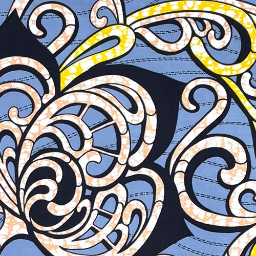 アフリカンプリント 布 生地 50cm単位 AP-13854　金属的葵紋様 グレー地　アフリカ 布 ブロード カットクロス ハンドメイド パッチワーク エコバッグ 手芸材料 ダンス 舞台 衣装 通園通学に