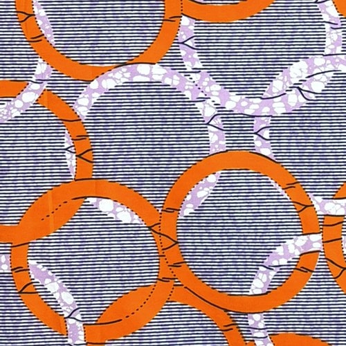 アフリカンプリント 布 生地 50cm単位 AP-13897　オリンピア 爽やかオレンジ 薄紫バブル地　アフリカ 布 ブロード カットクロス ハンドメイド パッチワーク エコバッグ 手芸材料 ダンス 舞台 衣装 通園通学に 