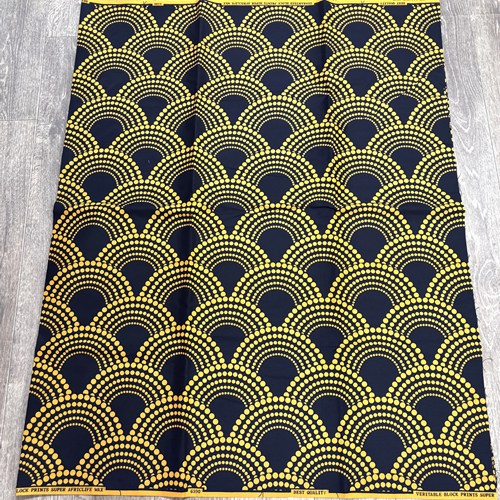 【サンプル処分】SP-118 ポリエステル製アフリカンプリント 6ヤード　オレンジの青海波柄　アフリカンプリント アフリカ 布 ブロード カットクロス ハンドメイド パッチワーク エコバッグ 手芸材料 ダンス 舞台 衣装 通園通学に