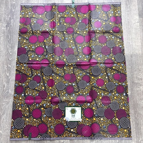 【サンプル処分】SP-123 アフリカンプリント 6ヤード　バブル細胞 ピンク ツヤあり 硬い布　アフリカンプリント アフリカ 布 ブロード カットクロス ハンドメイド パッチワーク エコバッグ 手芸材料 ダンス 舞台 衣装 通園通学に